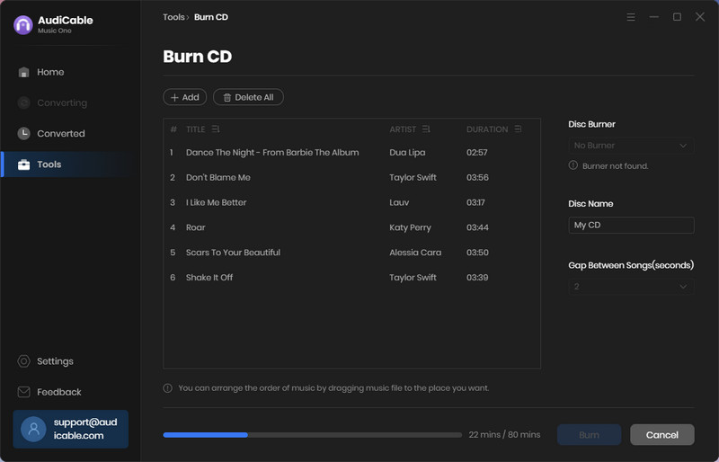 burn Spotify music to CD