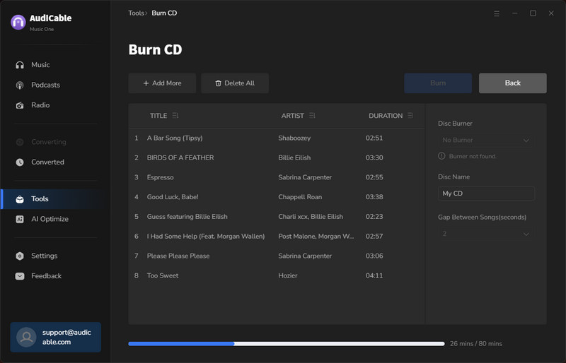 burn Spotify music to CD