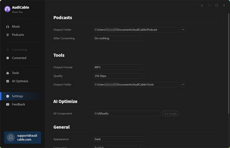 Podcast Output Settings