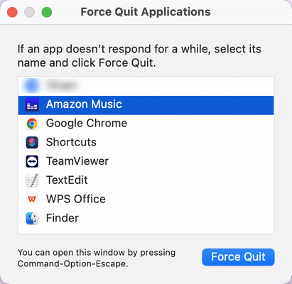 Quit Amazon Music on Mac