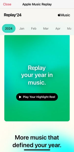 Access Apple Music Replay on iOS