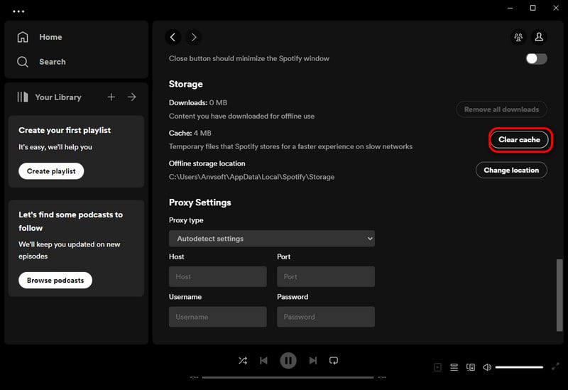 Cache Cleaning on Spotify Desktop
