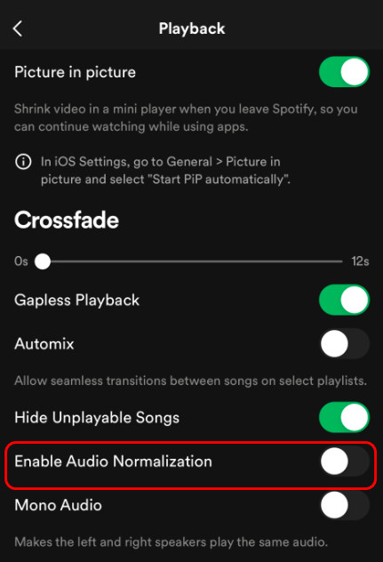 Disable Audio Normalization