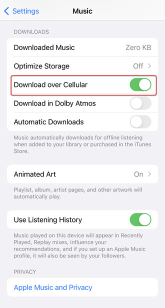 Enable Celluar Downloads