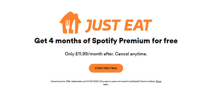 Spotify Premium for Just Eat