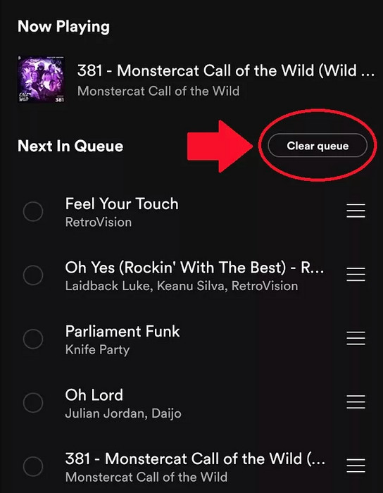 Clear Queue on Spotify Mobile
