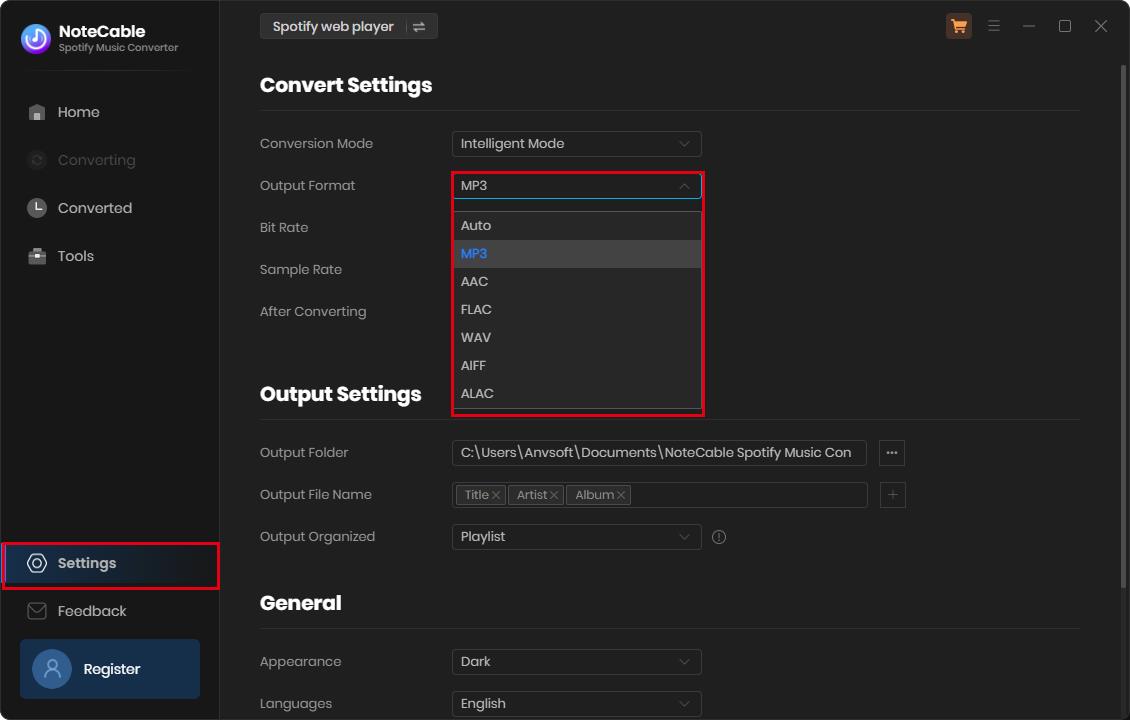 customize the settings