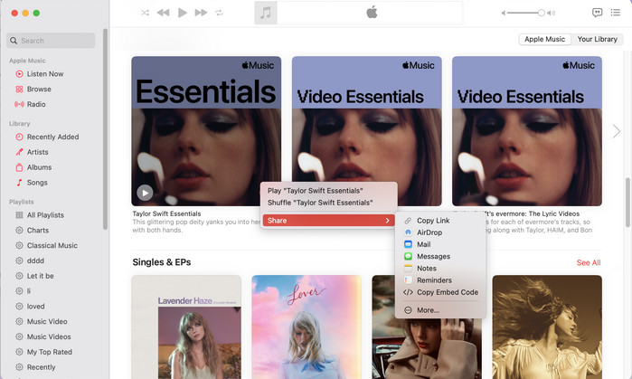 Share Apple Music on Mac