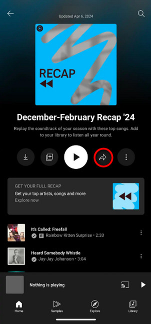 Share YouTube Music Recap Playlist