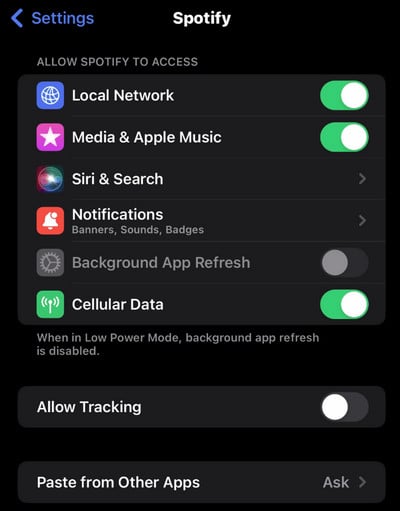 Spotify Permissions on iOS