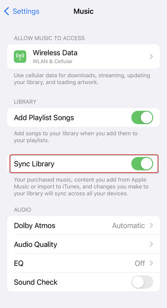 Sync Library on iPhone