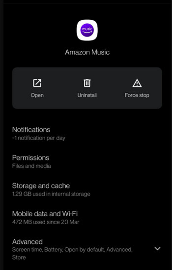 Delete Amazon Music Mobile App