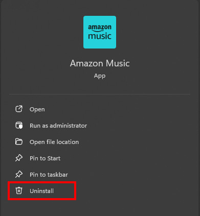 Uninstall Amazon Music Desktop App