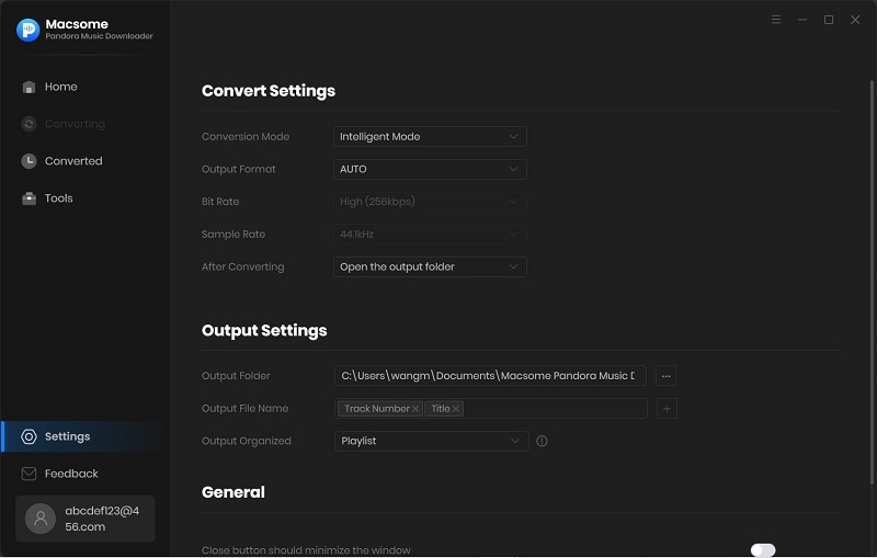 adjust settings of pandora music