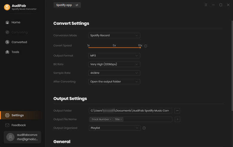 output settings