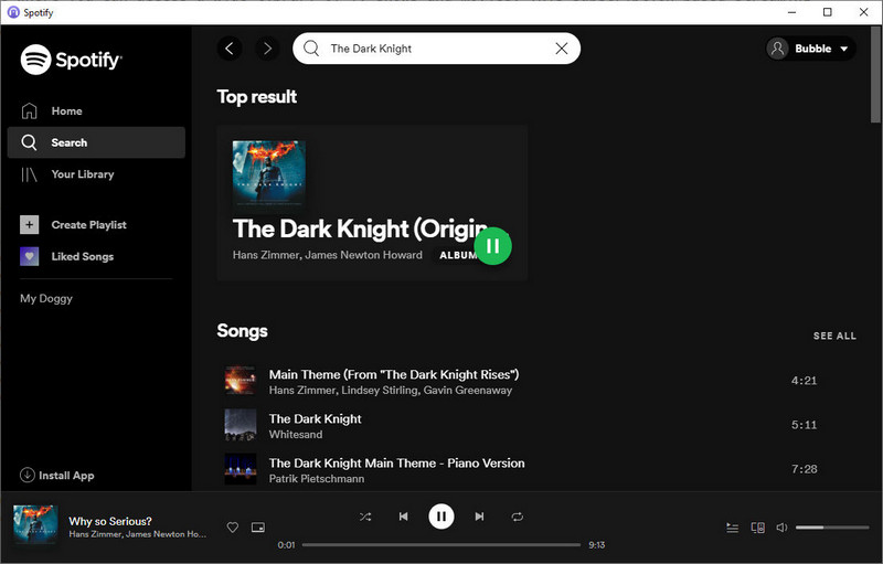 download songs in The Dark Knight